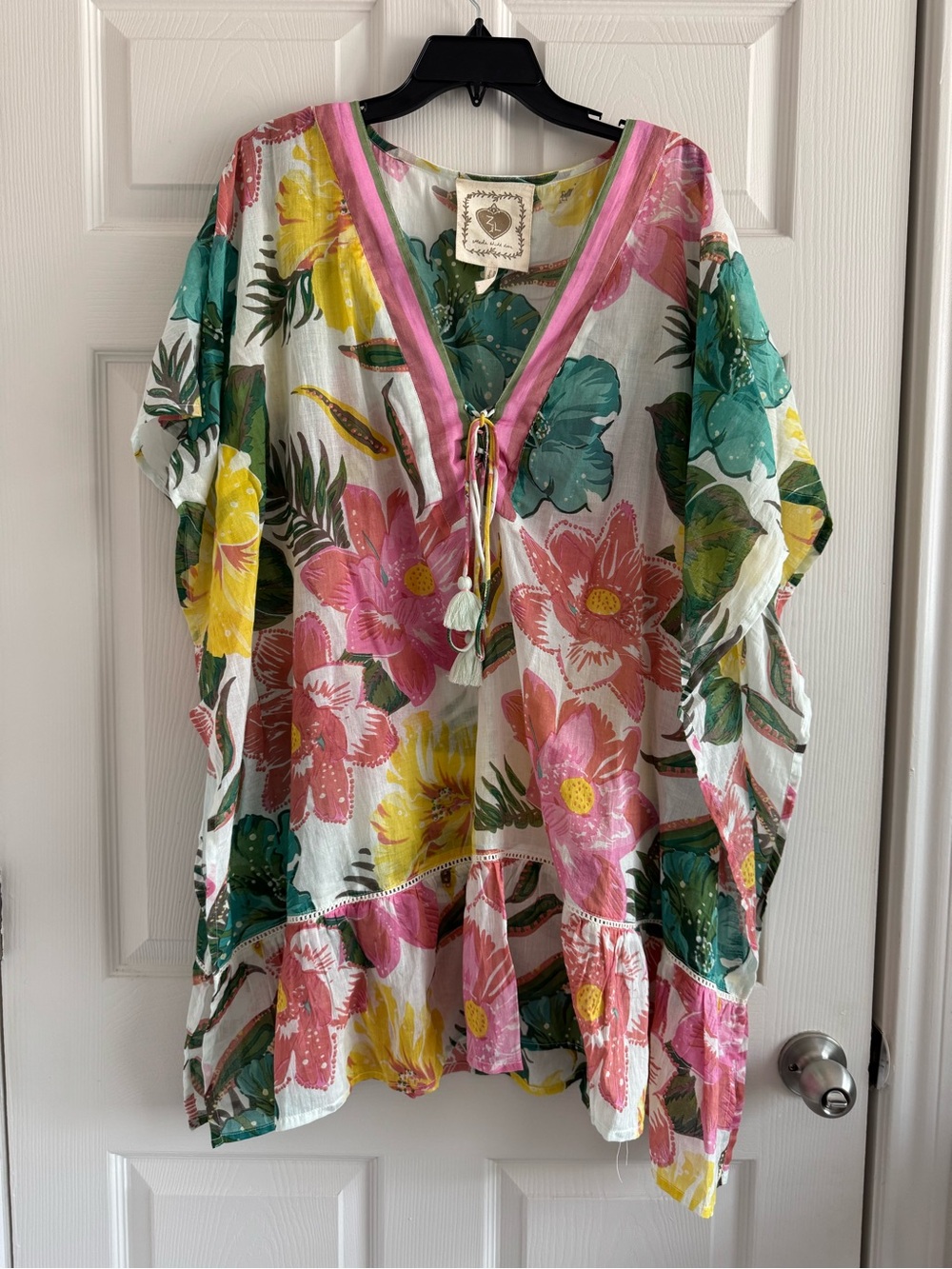 Boho Floral V-Neck Coverup with Tie